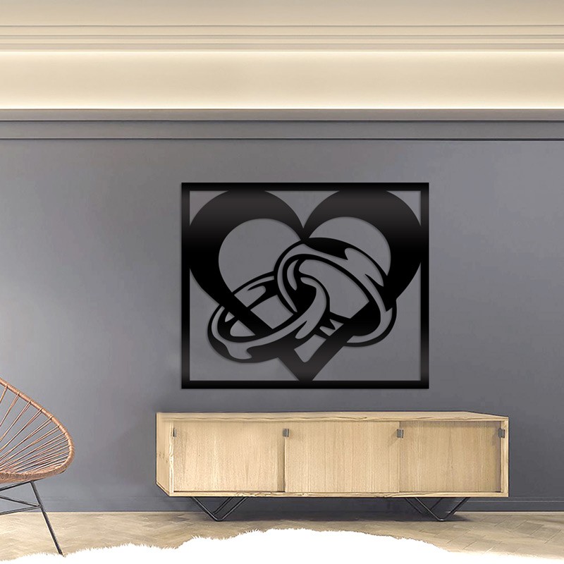 Cuadro corazón con anillos
