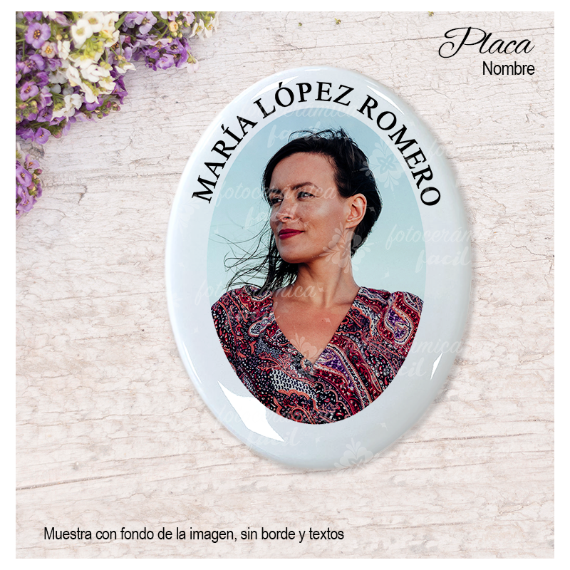 Placa con nombre oval funeraria