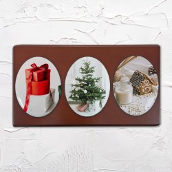 Pack - 3 placas ovaladas personalizadas sobre base de madera