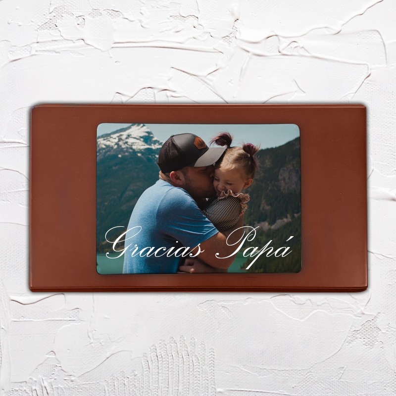 Placa rectangular personalizable sobre base de madera